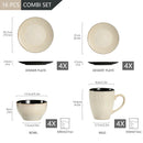 Axyaa Beige Embossed Stoneware Tableware Set for 4/8/12 - Dinner, Dessert, Soup, Mug