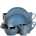 Axyaa Grey Embossed Stoneware Tableware Set for 4/8/12 Pieces