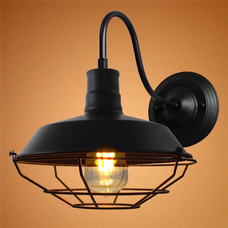 Axyaa Industrial Iron Cage Wall Sconce LED Lamp Loft Lighting