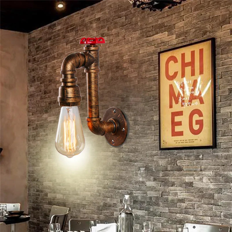 Axyaa Vintage Industrial Water Pipe Wall Light Sconce