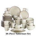 Axyaa Stoneware Ceramic Dinnerware Set: Plates, Bowls, Mugs - 16/32/48 Pieces