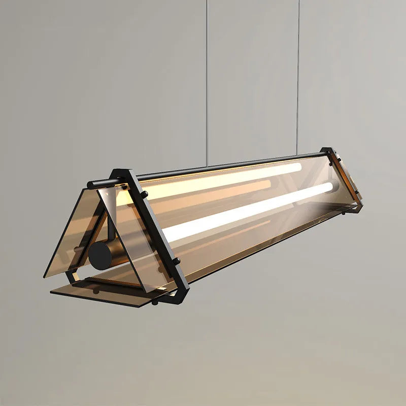 Axyaa Amber Glass Chandelier: Modern Minimalist Dining Table Pendant Light