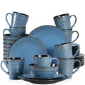 Axyaa Grey Embossed Stoneware Tableware Set for 4/8/12 Pieces