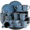 Axyaa Grey Embossed Stoneware Tableware Set for 4/8/12 Pieces