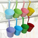 Colorful Iron Art Hanging Flower Pot Holder for Balcony Garden Terrace - Axyaa
