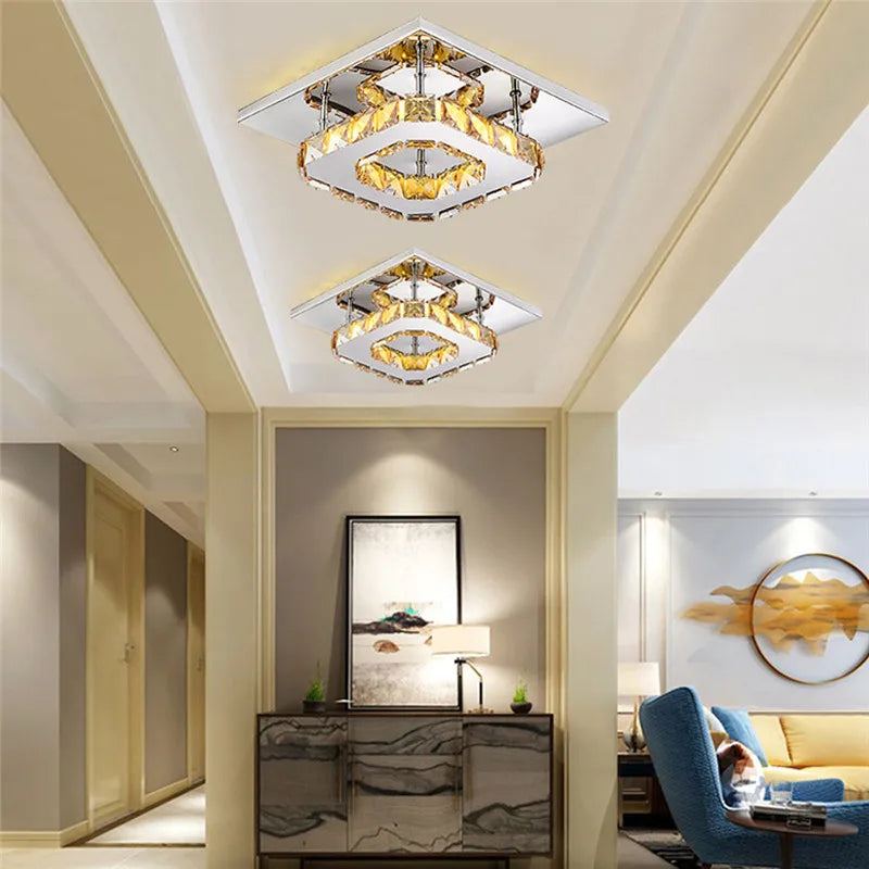 Axyaa Crystal LED Ceiling Lights: Modern Luxury Lighting for Living Room