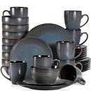 Axyaa Grey Embossed Stoneware Tableware Set for 4/8/12 Pieces