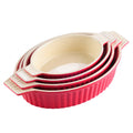 Axyaa 4-Piece Ceramic Handled Oval Baking Dish Set for Lasagne/Pie/Casserole