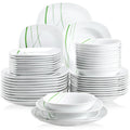 Axyaa Ivory White Porcelain Ceramic Dinnerware Set - 24/48 Pieces