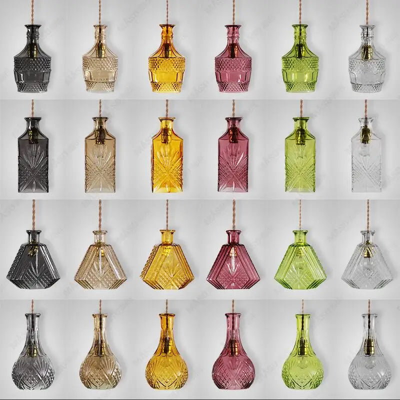 Axya Vintage Wine Bottle Pendant Lights - Modern Minimalist Indoor Glass Pendant Lamp