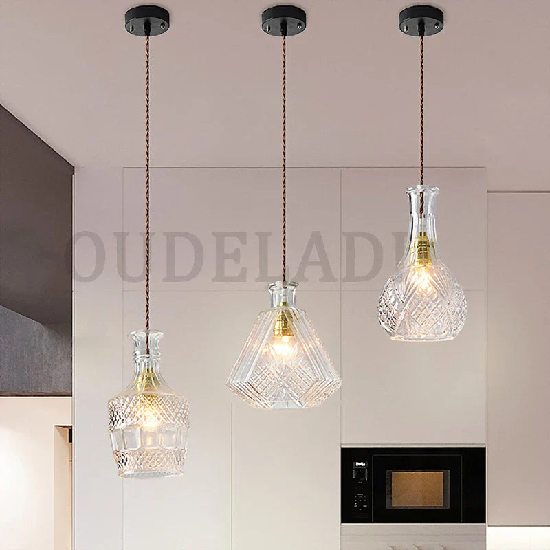 Axya Vintage Wine Bottle Pendant Lights - Modern Minimalist Indoor Glass Pendant Lamp