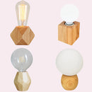 Solid Wood Polyhedron Table Lamp for Living Room Bedroom, Axya Branded Mini Desk Bedside Light