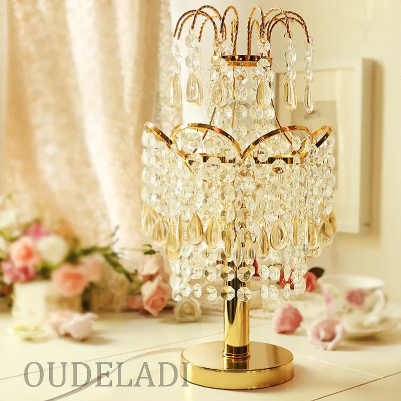 Axya Crystal Table Lamps: Elegant Living Room Bedroom Lighting Home Decor