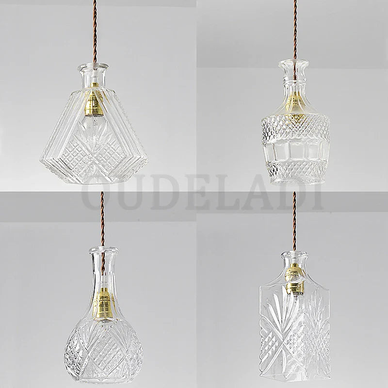 Axya Vintage Wine Bottle Pendant Lights - Modern Minimalist Indoor Glass Pendant Lamp