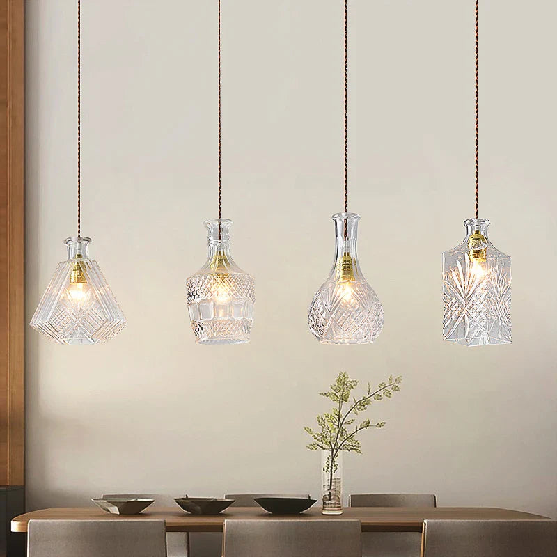 Axya Vintage Wine Bottle Pendant Lights - Modern Minimalist Indoor Glass Pendant Lamp