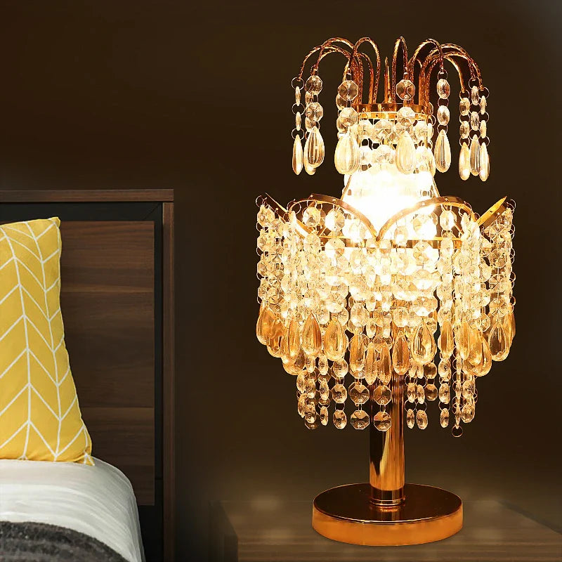 Axya Crystal Table Lamps: Elegant Living Room Bedroom Lighting Home Decor