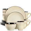 Axyaa Grey Embossed Stoneware Tableware Set for 4/8/12 Pieces