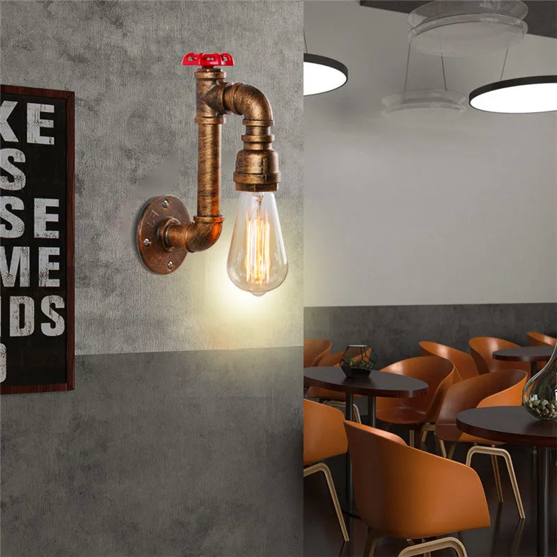 Axyaa Vintage Industrial Water Pipe Wall Light Sconce