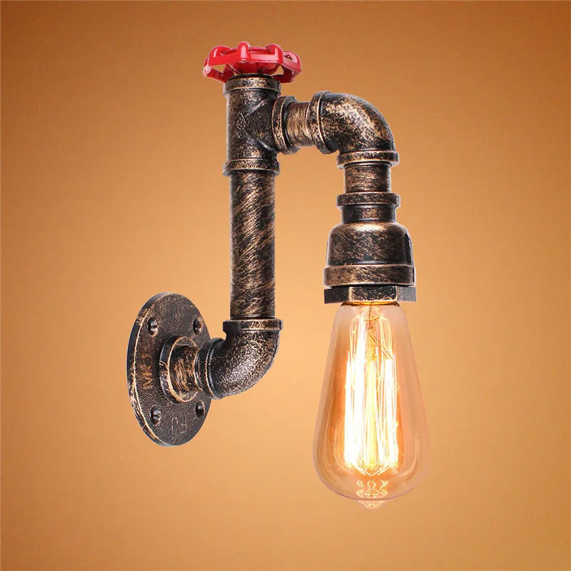 Axyaa Vintage Industrial Water Pipe Wall Light Sconce