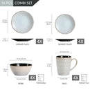 Axyaa Grey Embossed Stoneware Tableware Set for 4/8/12 Pieces